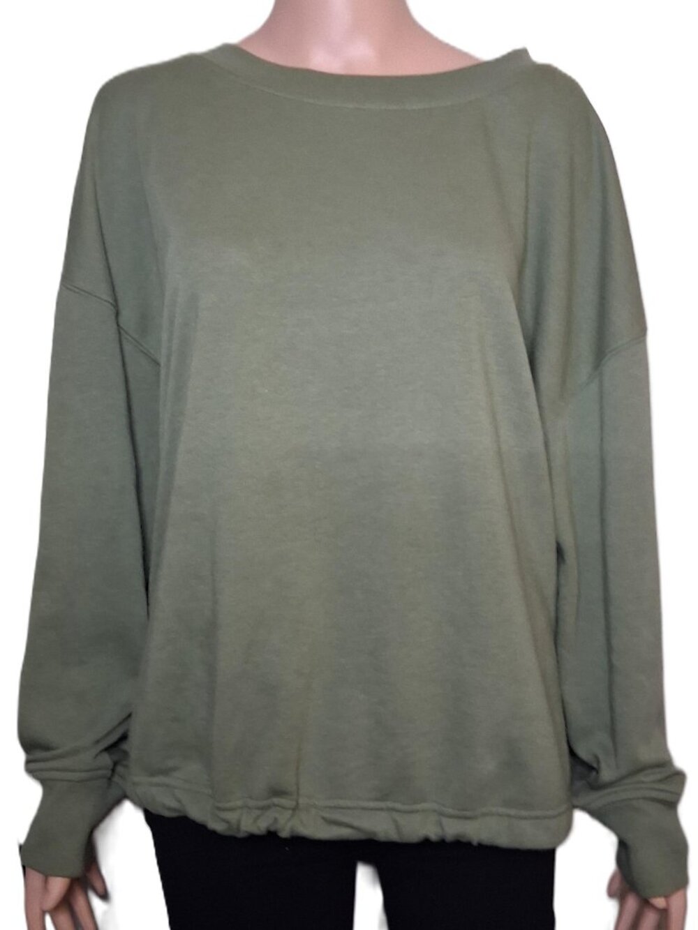 Old Navy-Olive Green-Long Sleeve-Sweatshirt-Back Keyholes-Woman's-XL - Picture 2 of 5